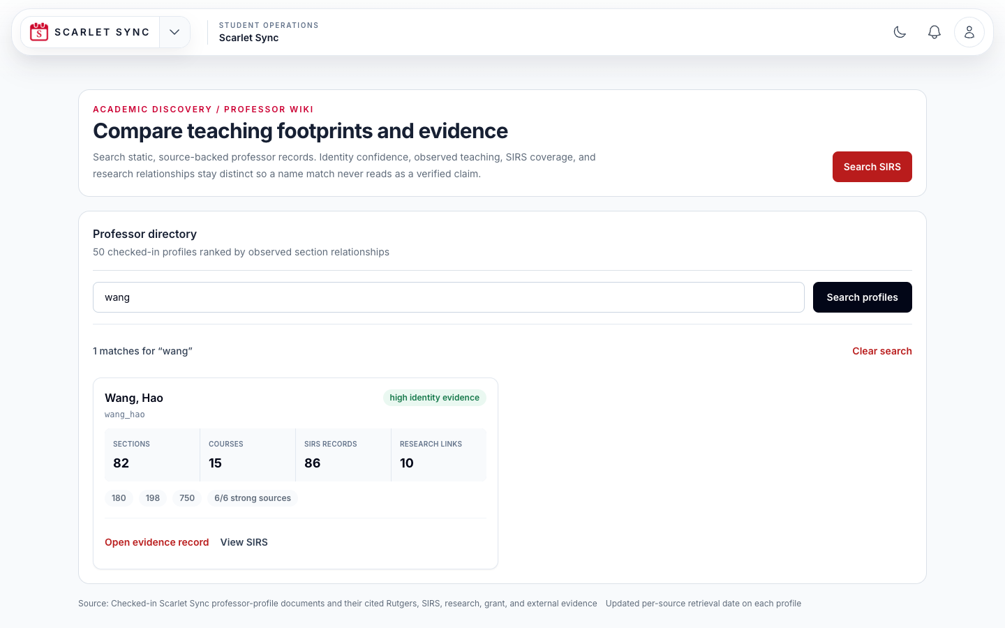 Scarlet Sync professor reviews and teaching evidence directory